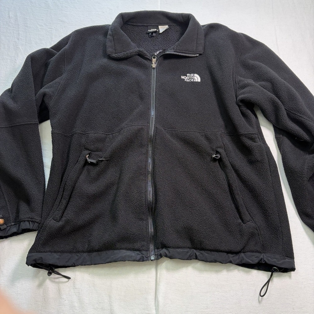 The North Face TNF Mens Fleece Jacket Black Full Zip Up Coat Soft Shell Size XL